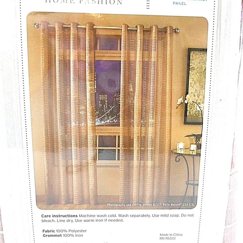 Renaissance Home Fashion Montauk Novelty Sheer Grommet Panel 53" X 63" Blush